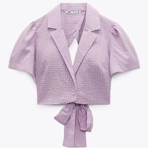 Zara Cropped Gingham Shirt Size Small